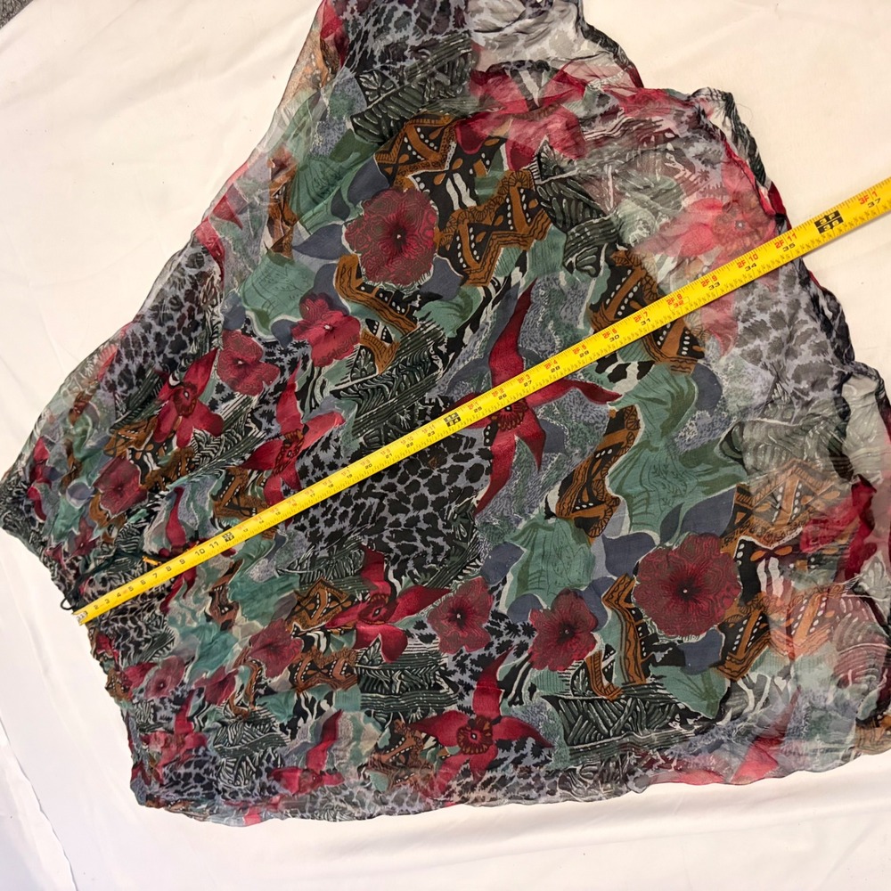 XESSORIUM Vintage 90s Stunning Floral and leopard Print flowy rayon maxi skirt - Picture 11 of 13